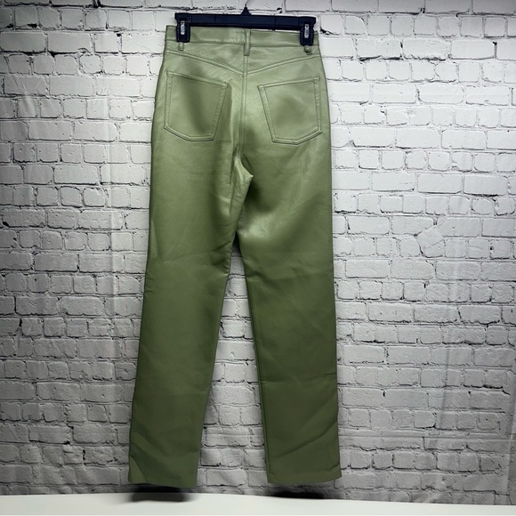 Wilfred Olive Green Straight Leg Pants faux leather sz 2 - Picture 5 of 13